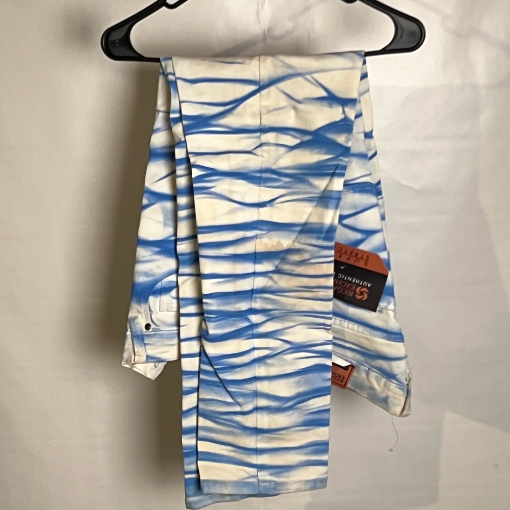New mens white jeans with blue tie dye pattern. New old stock